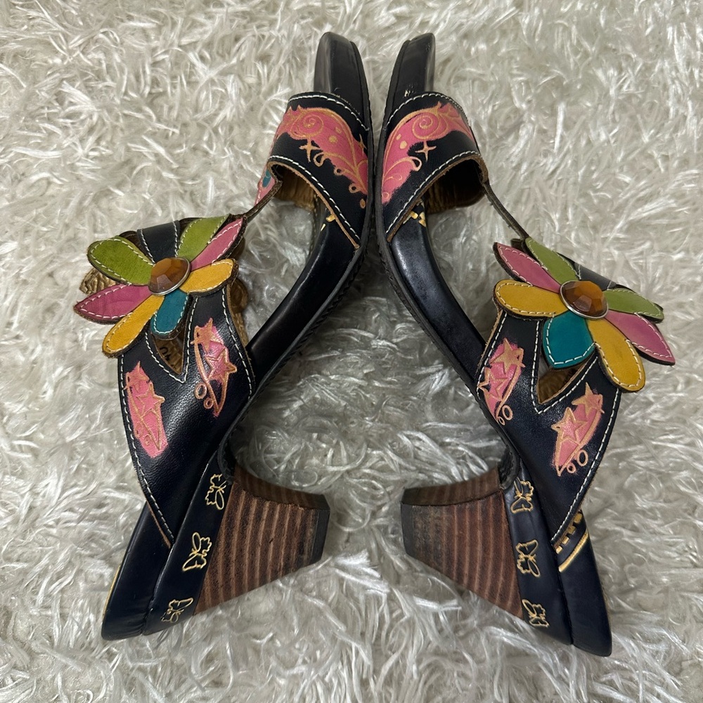 Spring Step L’artiste Sandals Pink Flowers Women’s Size 9 - Picture 4 of 5